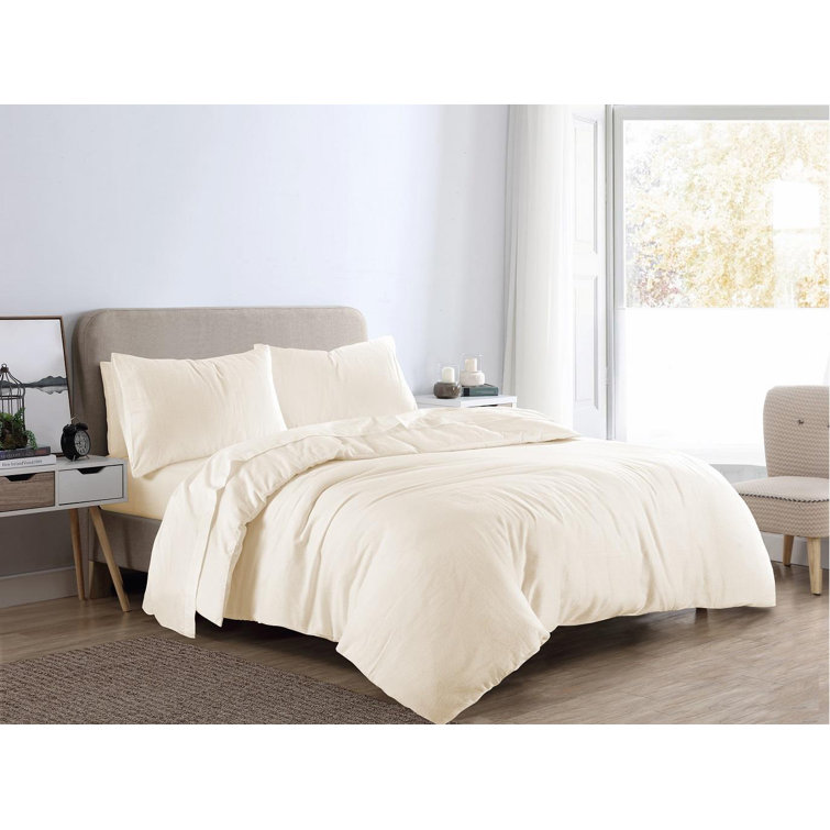 HomeSpace Direct Cotton Solid Colour Duvet Cover with Pillowcases